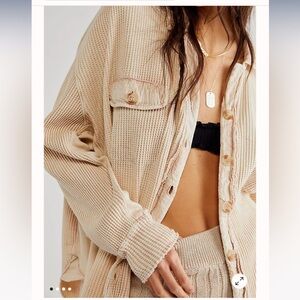 Free People Waffle button-down